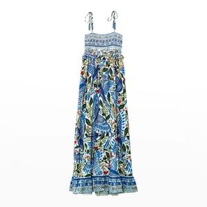 Farm Rio Macaw Flight Smocked Maxi Dress